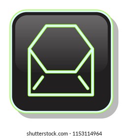 Message Icon. Open Envelope concept. Editable stroke flat icons. Simple thin line art logo. Neon button. Vector illustration. 