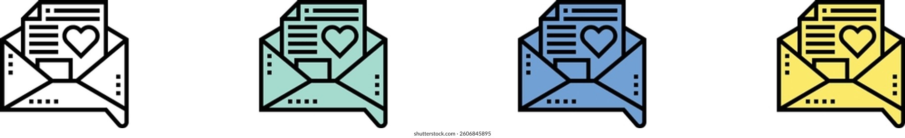 message icon. Outline, Green, Blue and Yellow Style Design Isolated On White Background