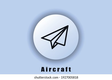 Icono de mensaje. Icono de avión de papel. Logo del avión. Icono de interfaz de usuario. Neomorfismo blanco con botón web. EPS10 vectores