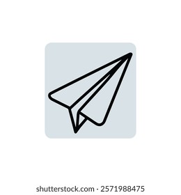 Message icon, paper plane sign, paper airplane thin line icon vector silhouette vector on white background