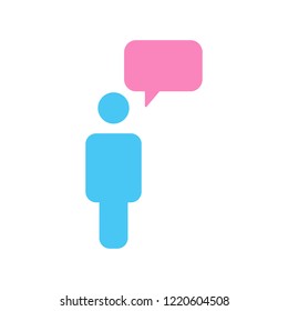 Message Icon Person With Chat Speech Bubble, vector illustration isolated on white background.