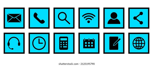 Icono de mensaje. Juego de iconos de teléfono. Icono plano Web. Medios sociales. Red social de información. Ilustración vectorial. imagen de stock.