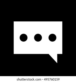 Message icon. Pictograph of message or chat. Simple logo of message on black background. Flat illustration.