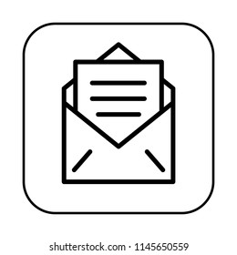 Message Icon. Reading Opened Envelope concept. Editable stroke flat icons. Simple thin line art logo. Web app button. Vector illustration. 