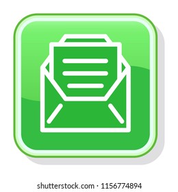 Message Icon. Reading Opened Envelope concept. Editable stroke flat icons. Simple thin line art logo. Colorful website button, label, sticker. Vector illustration. 