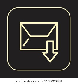 Message Icon. Receiving Envelope concept. Editable stroke flat icons. Simple thin line art logo. Golden Web app button. Vector illustration. 