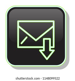 Message Icon. Receiving Envelope concept. Editable stroke flat icons. Simple thin line art logo. Neon button. Vector illustration. 