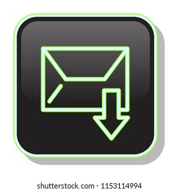 Message Icon. Receiving Envelope concept. Editable stroke flat icons. Simple thin line art logo. Neon button. Vector illustration. 