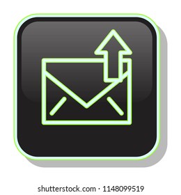 Message Icon. Sending Envelope concept. Editable stroke flat icons. Simple thin line art logo. Neon button. Vector illustration. 