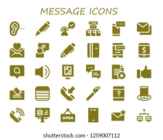  message icon set. 30 filled message icons. Simple modern icons about  - Listening, Pen, Customer service, Network, Smartphone, Mails, Mail, Speech, Refrigerator, Phone, Comment