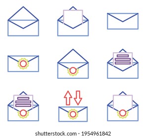 message icon, set car message app icon to use in mobile chat apps with light blue line icon style