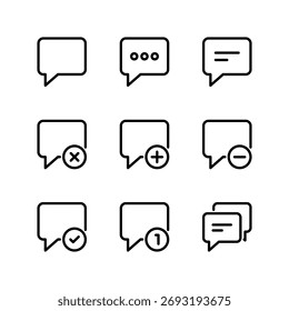Conjunto de ícones de mensagem. Ícone de bate-papo. Ícone Conversa. Ícone Contato.	