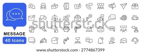 Message icon set. Chat icons in line style. Editable web icons for corversation, dialogue, communication and discussion. Vector illustration.