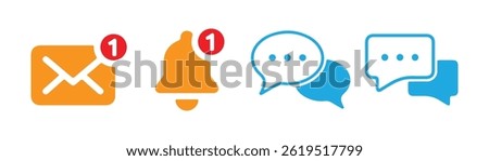 Message icon set. Chatting icons in different styles. Alert icon. Email vector illustration eps 10