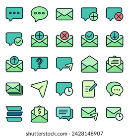 Message icon set, for communication needs, social media, correspondence and email.