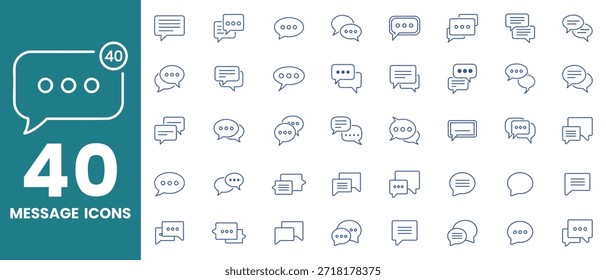Conjunto de iconos de mensaje. Contiene iconos relacionados con correo, correo electrónico, carta postal, chat y comunicación