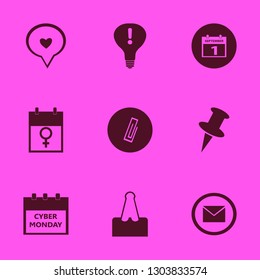 message icon set with cyber monday calendar, envelope and attention sign bulb vector illustration