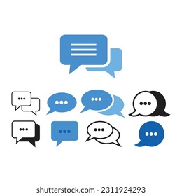 Message icon set in flat style with background.