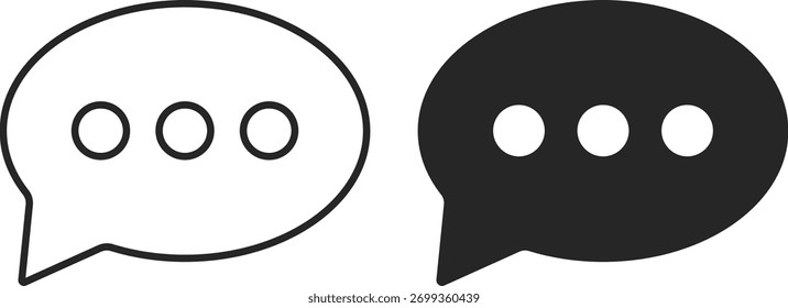 Línea de conjunto de iconos de mensaje y estilo en negrita. Símbolo de discusión de chat. conversación en línea Burbuja de discurso. burbujas de chat iconos colección
