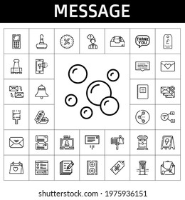 message icon set. line icon style. message related icons such as paint brush, paper clip, wishlist, sign, wedding day, stamp, mailing, thinking, speech bubble, notification, love letter