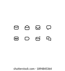 Message Icon Set (Outline) Part of Essentials Icon Family Collection