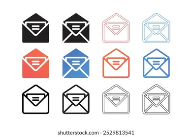 Message icon set silhouette color vector image Art illustration.