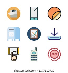 message icon set. vector set about smartphone, download, mobile phone and clipboard icons set.