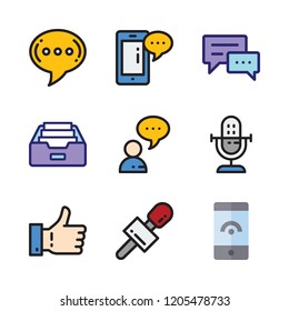 message icon set. vector set about smartphone, chat, microphone and inbox icons set.