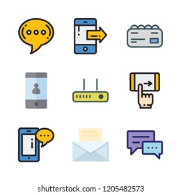 message icon set. vector set about smartphone, mail, chat and business card icons set.