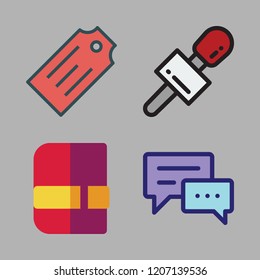 message icon set. vector set about agenda, microphone, tag and chat icons set.