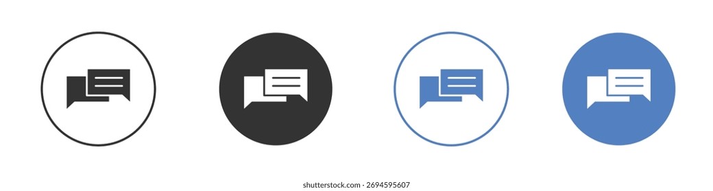 Message icon. Silhouette Icon in black and white flat style. Eps10