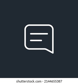 icono de mensaje. Sencillo, aislado, icono de contorno sobre fondo negro.