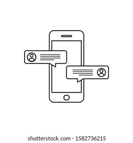 Message Icon in smartphone on white background. Sms symbol. Vector illustration, EPS10.