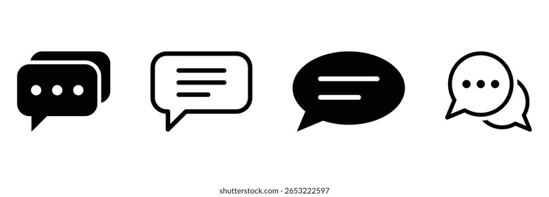 Ícone de mensagem, ícone de balão de fala, ícone de bate-papo, ícone de conversa, ilustração de vetor