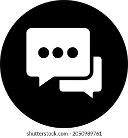 message icon symbol vector illustration. chat icon with round black background