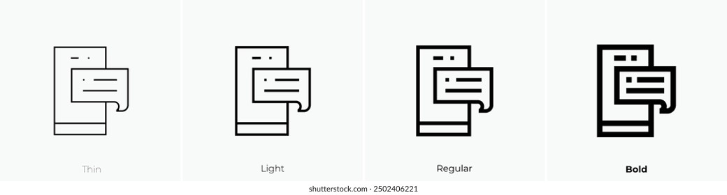 message icon. Thin, Light Regular And Bold style design isolated on white background
