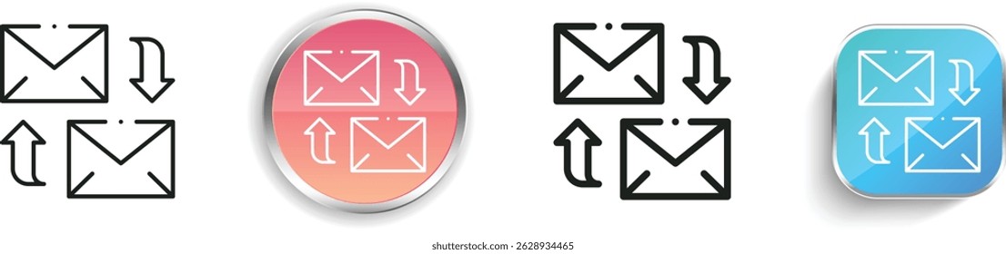 ícone de mensagem. Design fino, linear, regular e estilo botão isolado no fundo branco