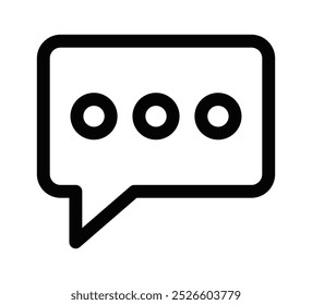 Message icon with three dots in a speech bubble. Vector illustration for communication, chat, and conversation themes. Editable stroke