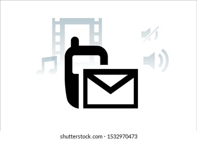 message icon using the cell phone on a white background