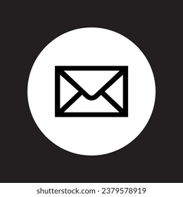 Message icon vector. Envelope logo design. Email vector icon illustration in circle isolated on black background