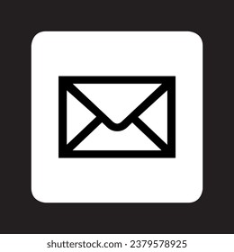 Message icon vector. Envelope logo design. Email vector icon illustration in square isolated on black background