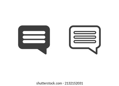 Icono de mensaje Ilustración vectorial diseño estilo glifo con 2 iconos de estilo negro y blanco. Aislado sobre fondo blanco.