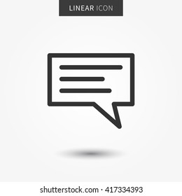 Message icon vector illustration. Isolated speech bubble symbol. Communication line concept. Talk graphic design. Message outline symbol for app. Chat pictogram on grey background.