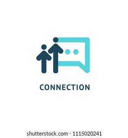 Message icon. Vector logotype design speech bubble and people. Logo concept of chat, media, soft, dialogue script, popup, support center, profile, dating software, communication, contact