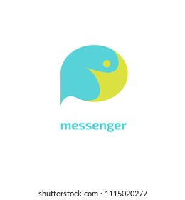 Message icon. Vector logotype design speech bubble and people. Logo concept of chat, media, soft, dialogue script, popup, support center, profile, dating software, communication, contact