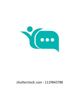 Message icon. Vector logotype design speech bubble and people. Logo concept of chat, media, soft, dialogue script, popup, support center, profile, dating software, communication, contact, network.