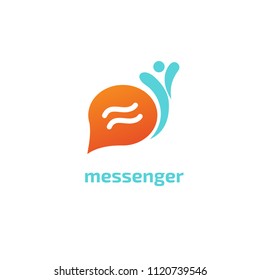 Message icon. Vector logotype design speech bubble and people. Logo concept of chat, media, soft, dialogue script, popup, support center, profile, dating software, communication, contact, network.