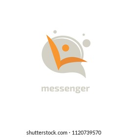 Message icon. Vector logotype design speech bubble and people. Logo concept of chat, media, soft, dialogue script, popup, support center, profile, dating software, communication, contact, network.