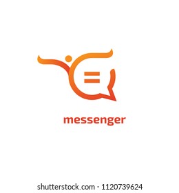 Message icon. Vector logotype design speech bubble and people. Logo concept of chat, media, soft, dialogue script, popup, support center, profile, dating software, communication, contact, network.