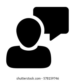 Message Icon Vector Person Chat Speech Bubble With Male Profile Avatar Symbol for Communication in Flat Color Glyph Pictogram illustration